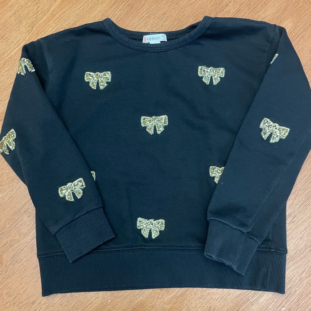 Crewcuts Glitter Bow Sweatshirt Black Size Small